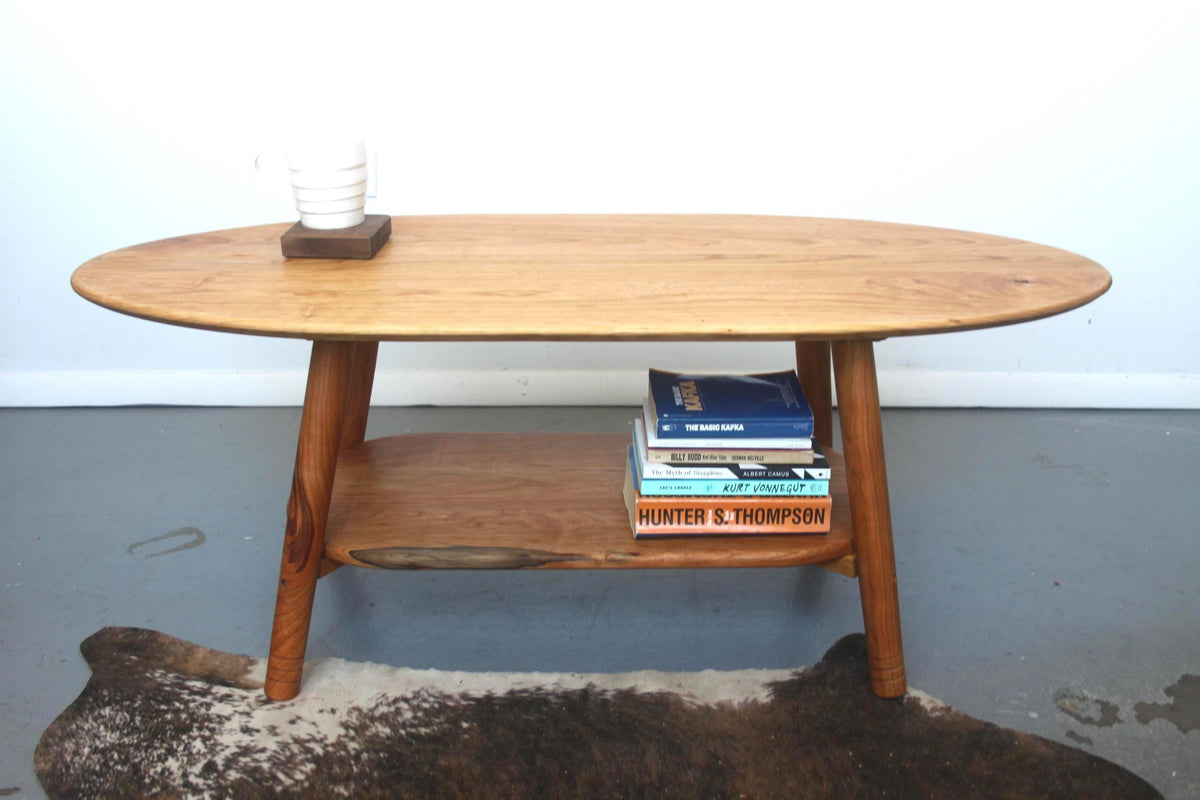 Large Cherry Coffee Table with Storage Shelf