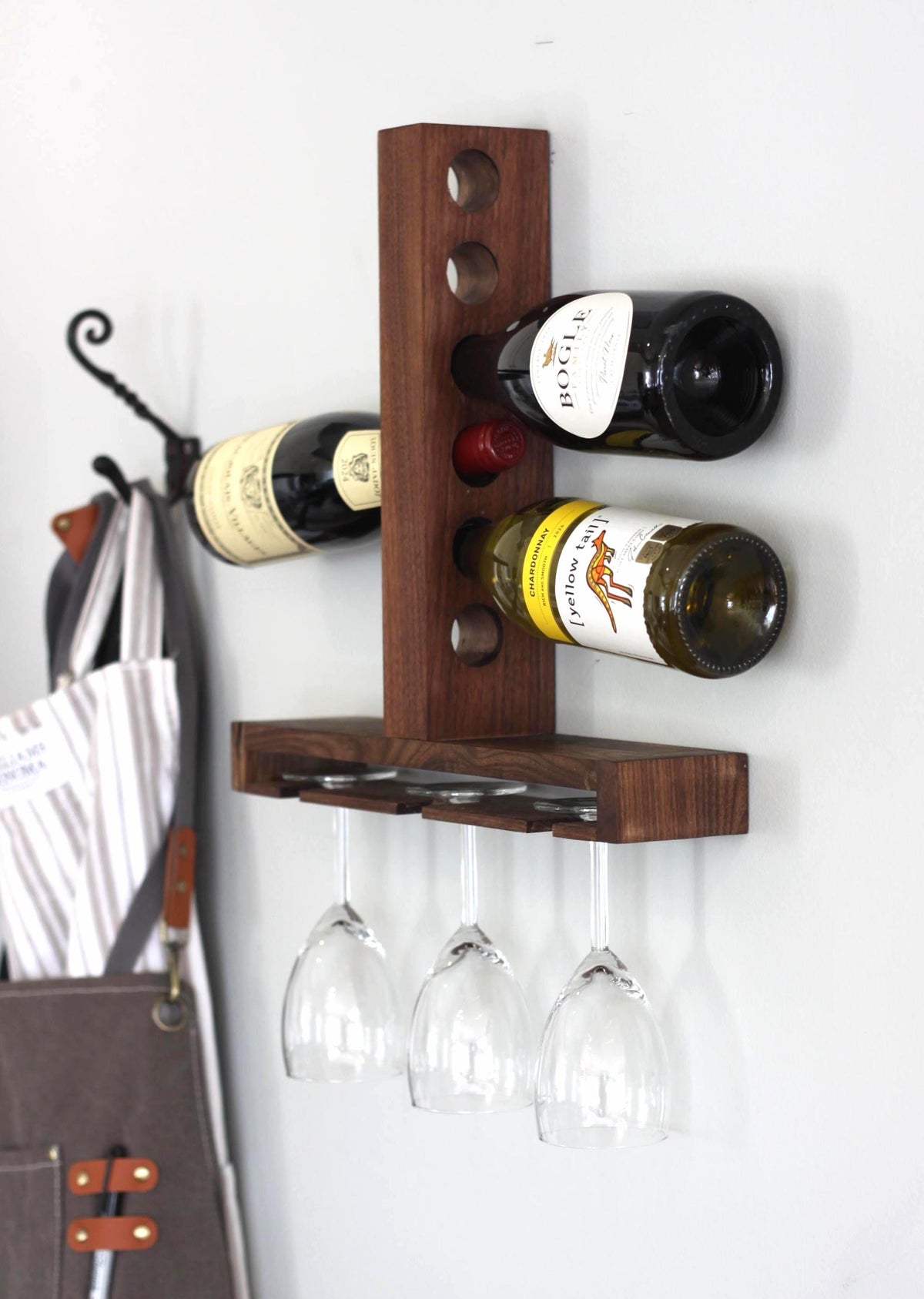 Walnut Wine Glass and Bottle Rack