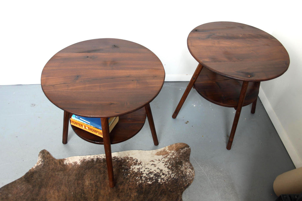 Modern Walnut End Tables Set – Available Single or Set of Two