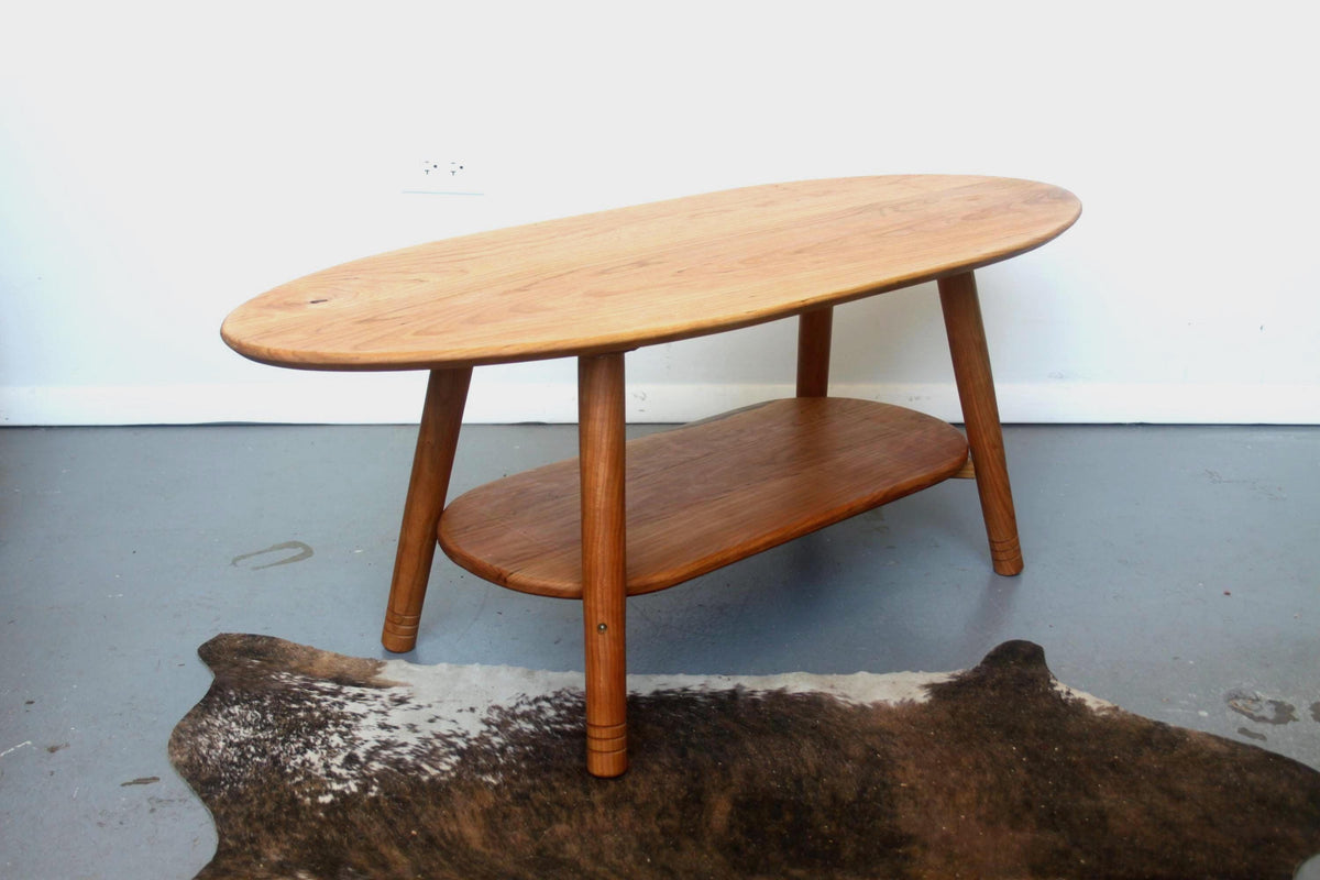 Large Cherry Coffee Table with Storage Shelf