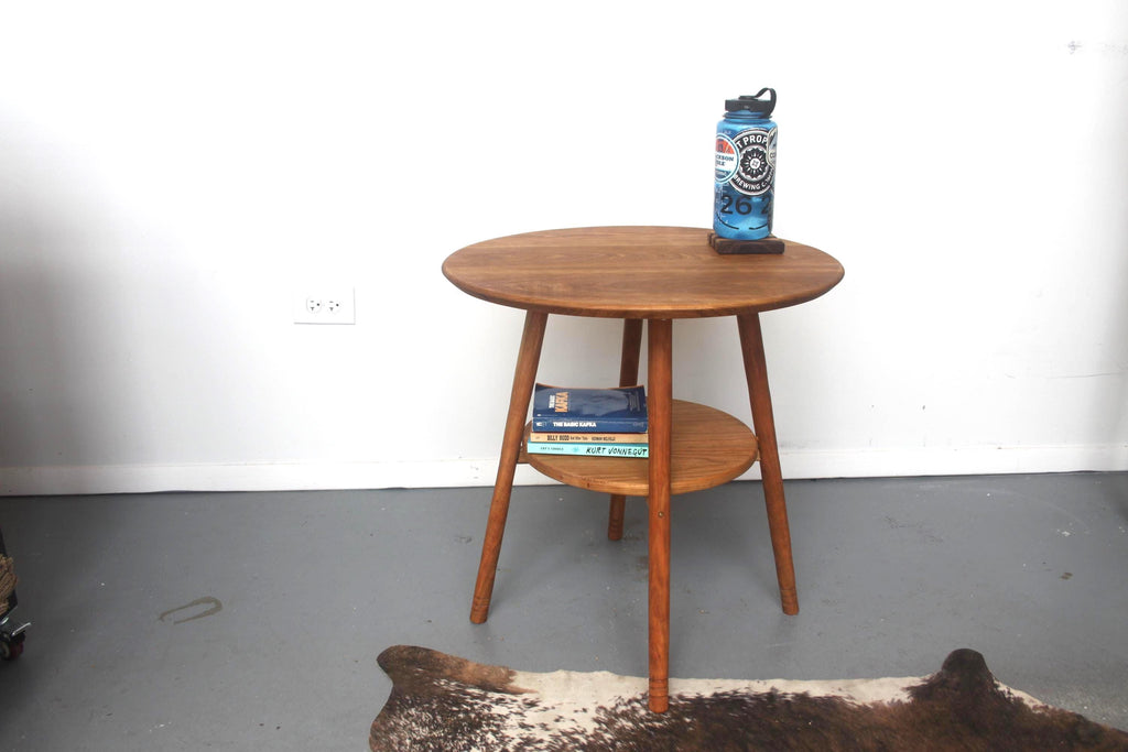 Circular Cherry End Table 24"H
