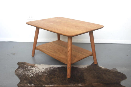 Cherry Wood Coffee Table with Shelf | Rounded Corners, 4-Leg, Solid Cherry, Made in Chicago