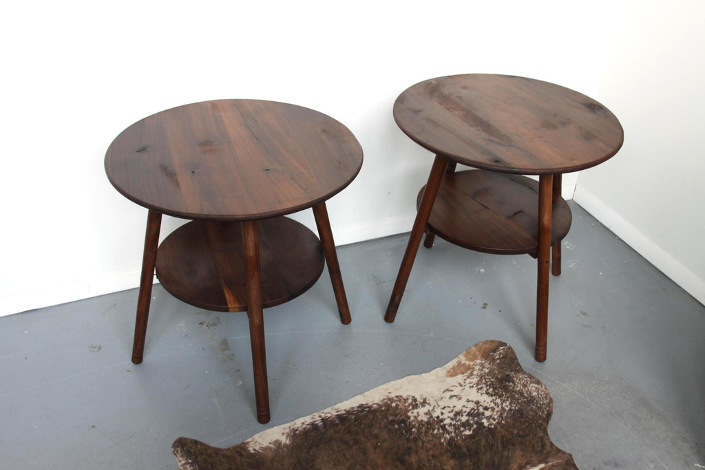 Modern Walnut End Tables Set – Available Single or Set of Two