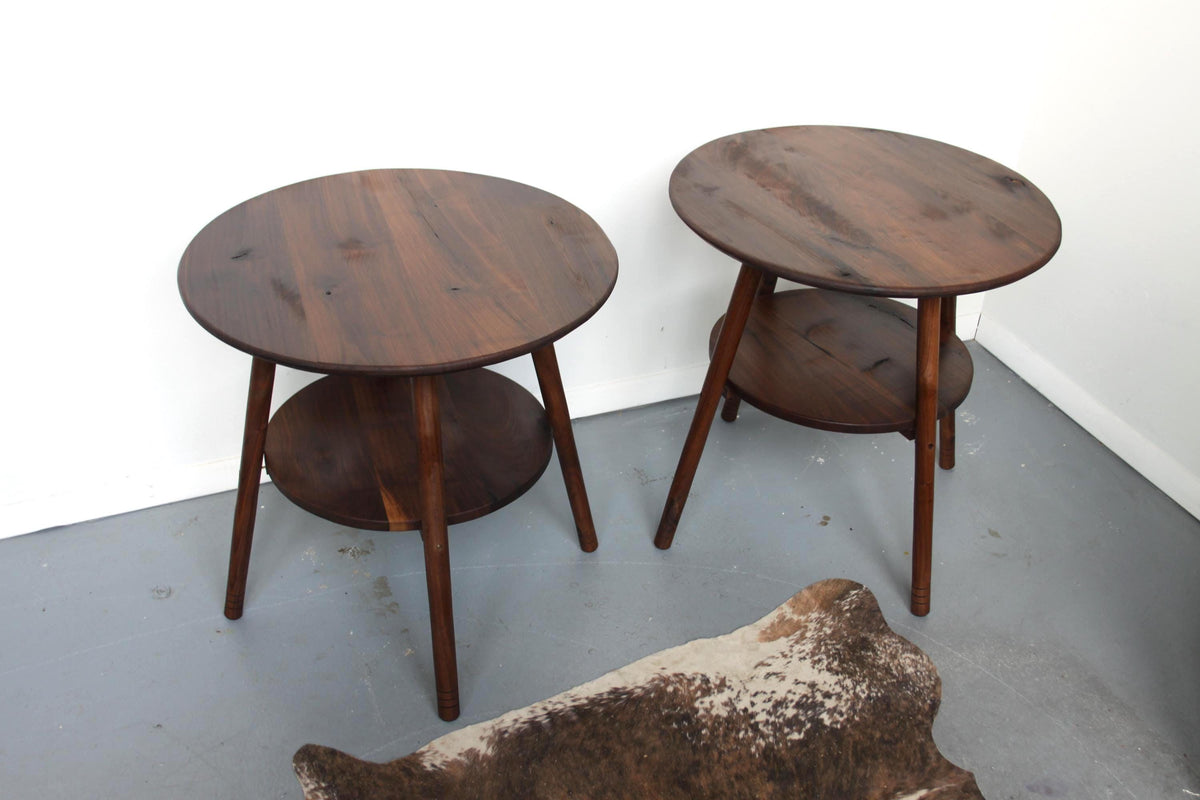 Modern Walnut End Tables Set – Available Single or Set of Two