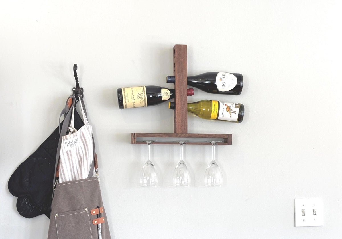 Walnut Wine Glass and Bottle Rack