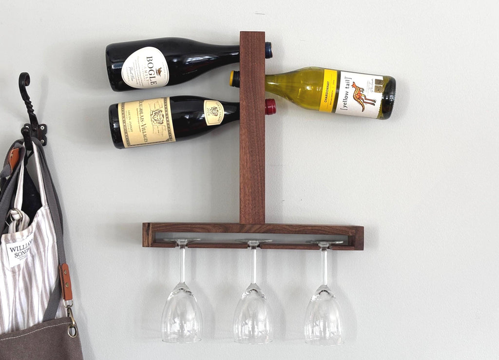 Walnut Wine Glass and Bottle Rack