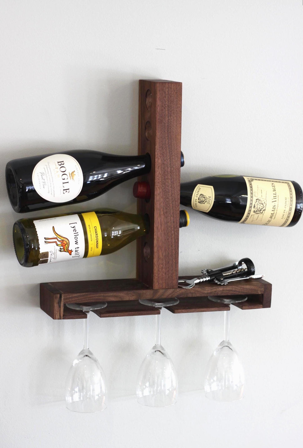 Walnut Wine Glass and Bottle Rack