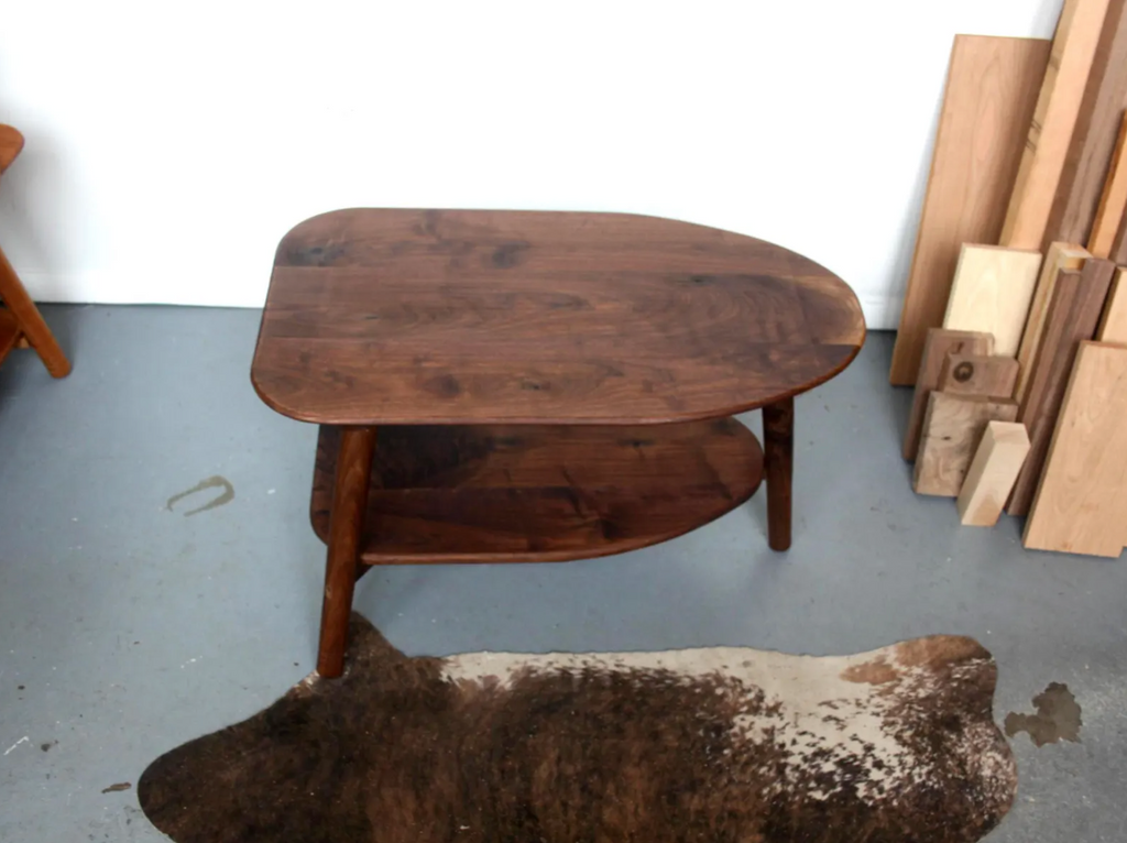 Walnut 3-Leg Avocado Shaped Coffee Table