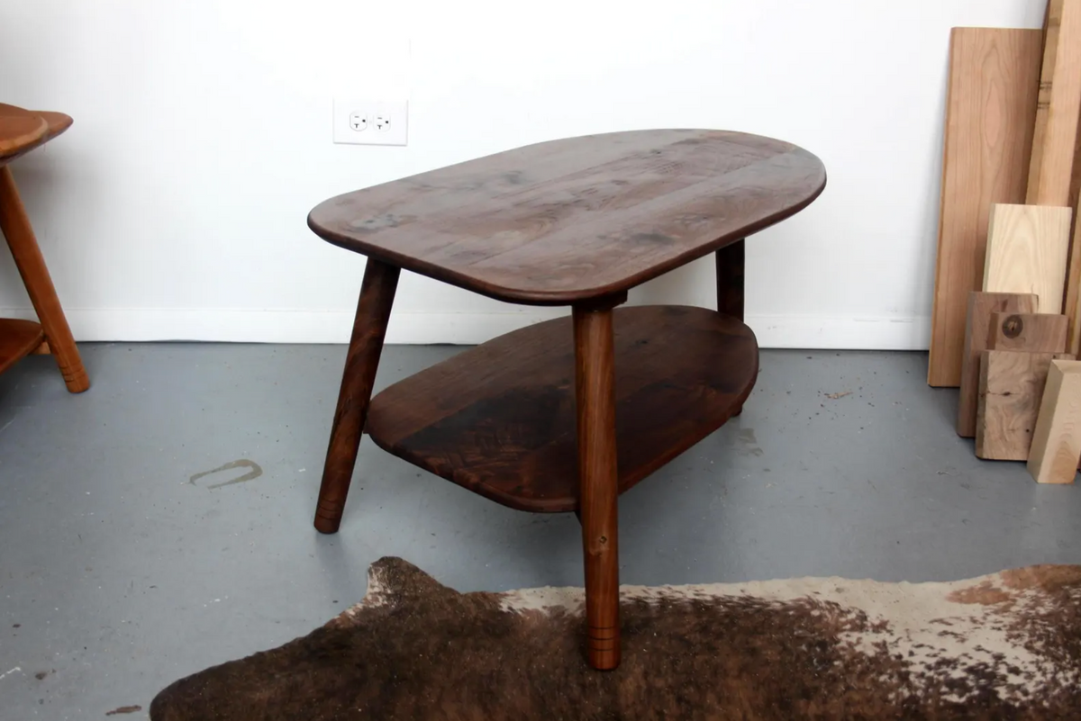 Walnut 3-Leg Avocado Shaped Coffee Table