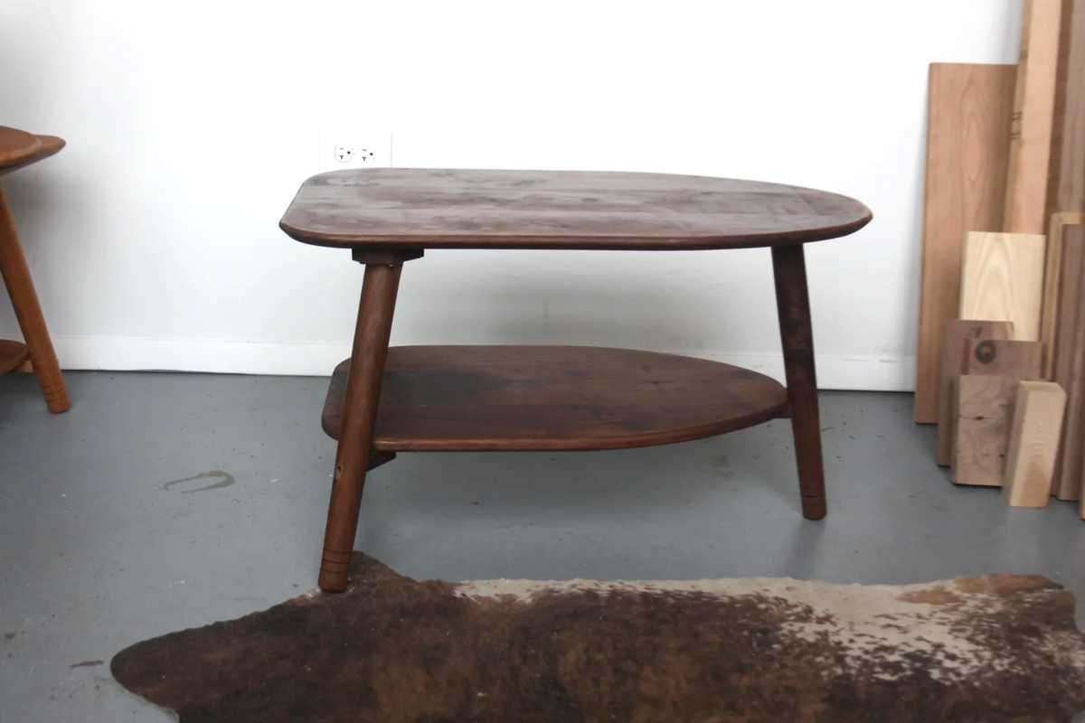 Walnut 3-Leg Avocado Shaped Coffee Table