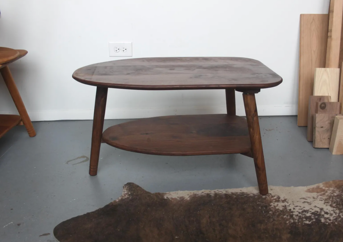 Walnut 3-Leg Avocado Shaped Coffee Table