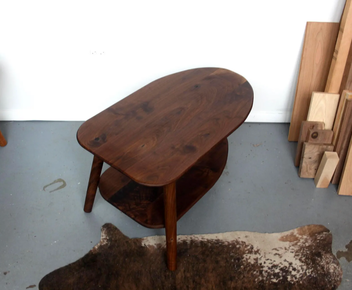 Walnut 3-Leg Avocado Shaped Coffee Table