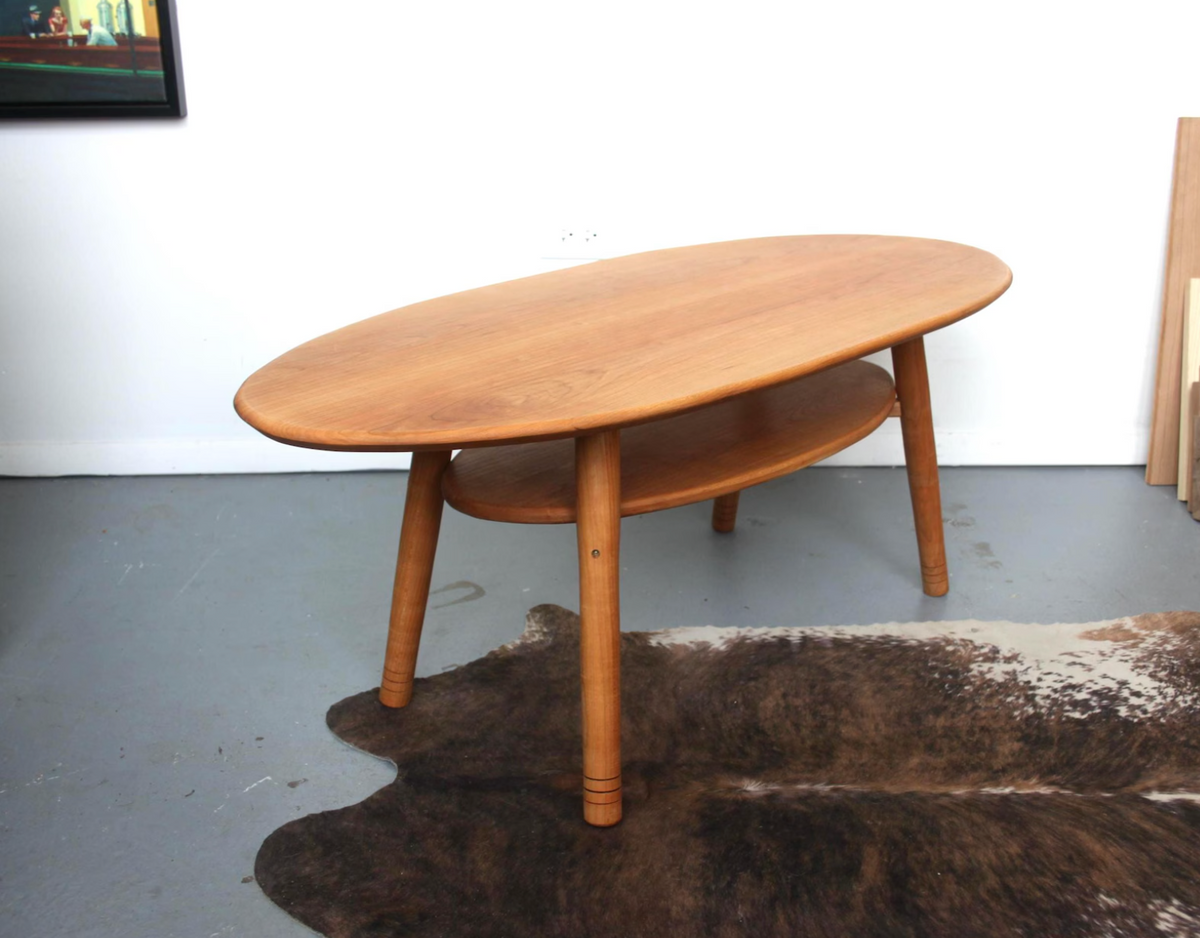 Large Cherry Coffee Table with Storage Shelf