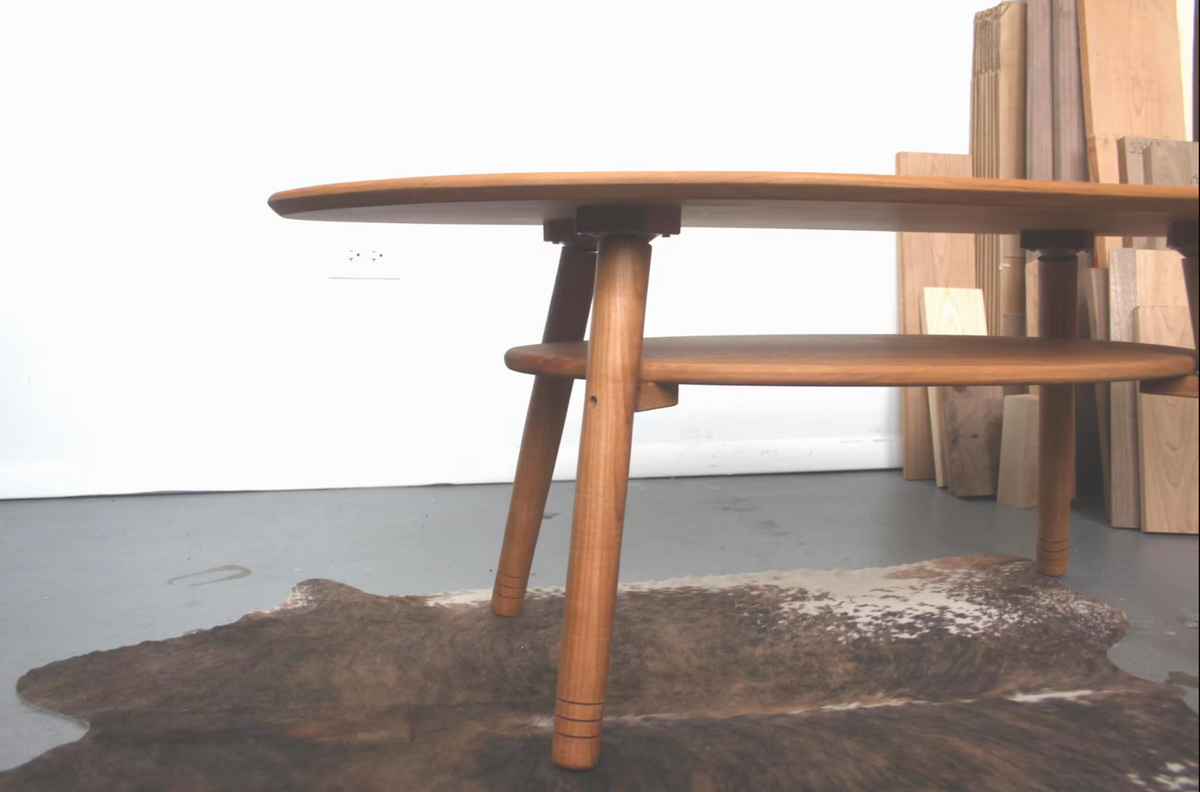 Large Cherry Coffee Table with Storage Shelf