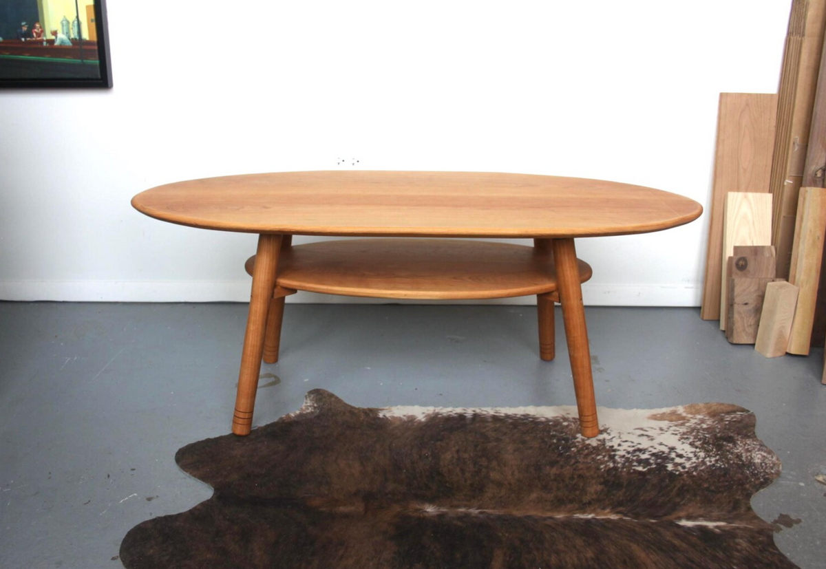 Large Cherry Coffee Table with Storage Shelf