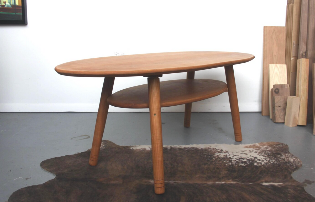 Large Cherry Coffee Table with Storage Shelf