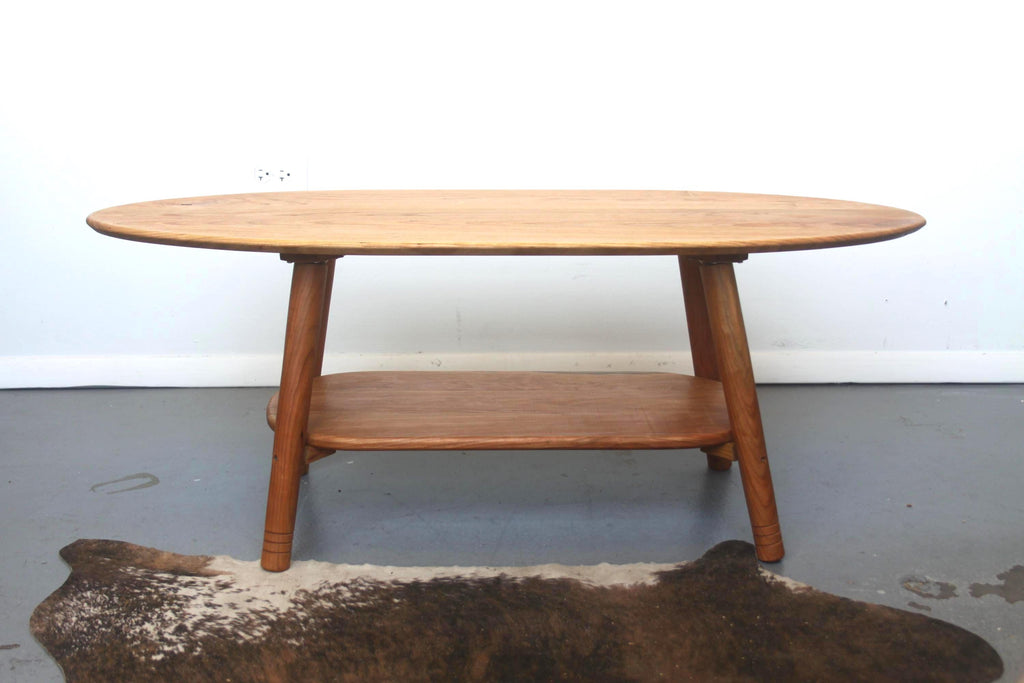 Large Cherry Coffee Table with Storage Shelf
