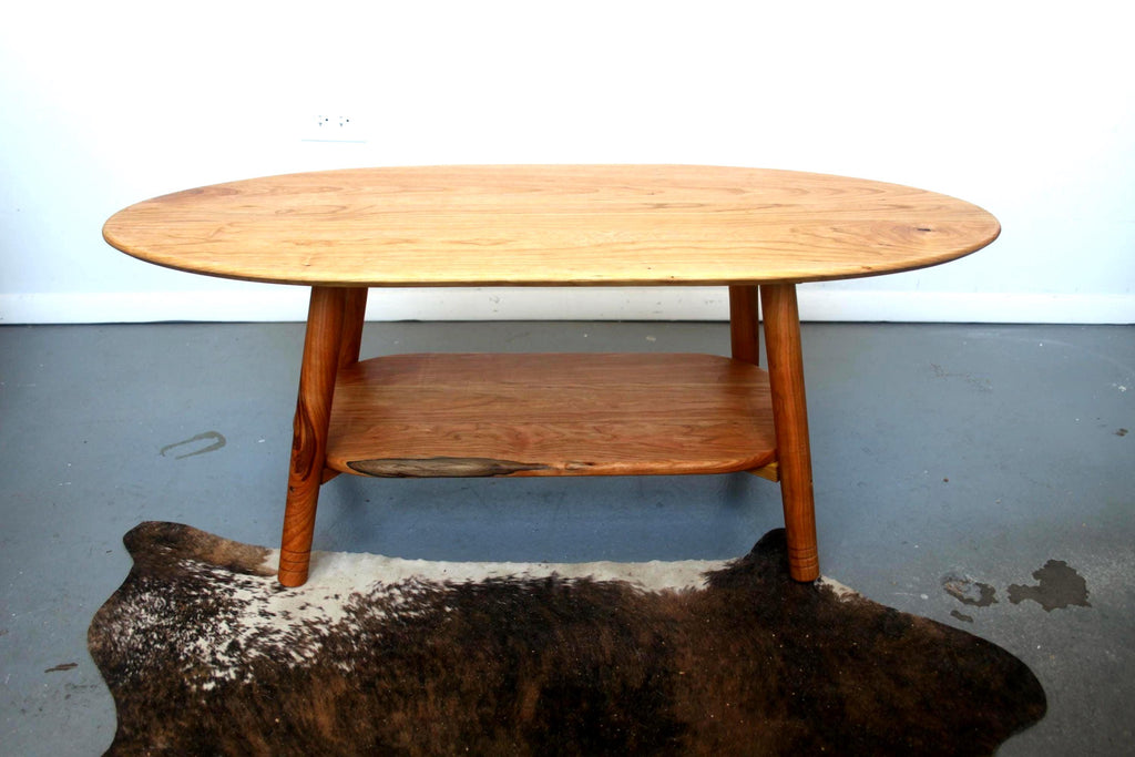 Large Cherry Coffee Table with Storage Shelf