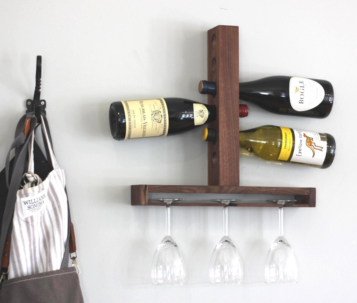 Walnut Wine Glass and Bottle Rack