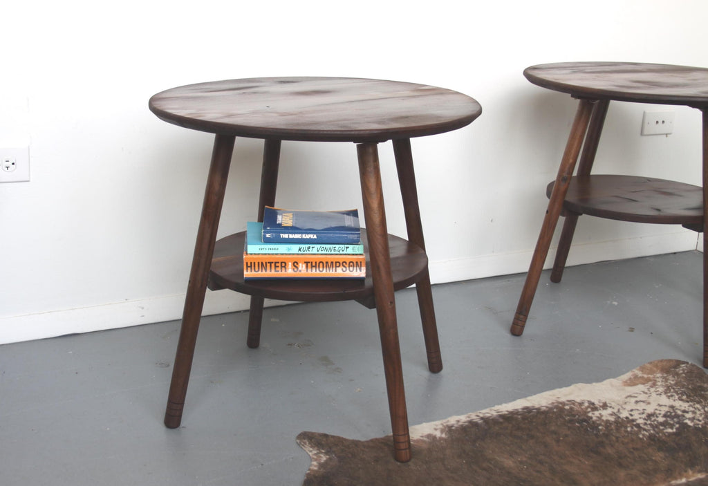 Modern Walnut End Tables Set – Available Single or Set of Two