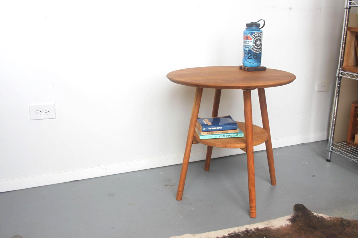Circular Cherry End Table 24"H