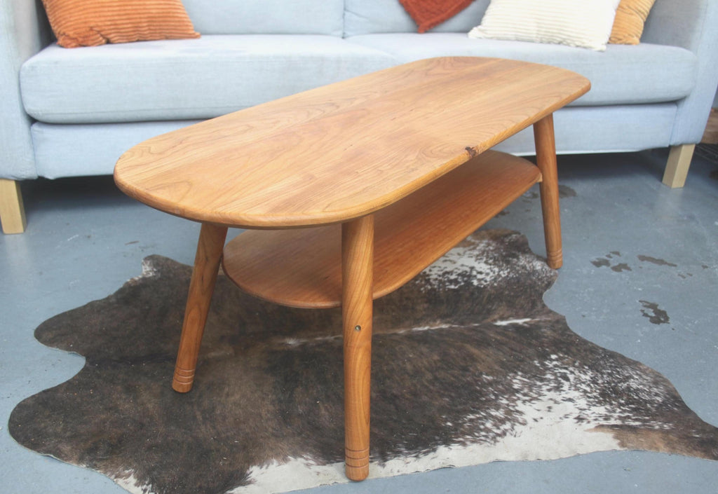 Large Cherry Coffee Table with Storage Shelf