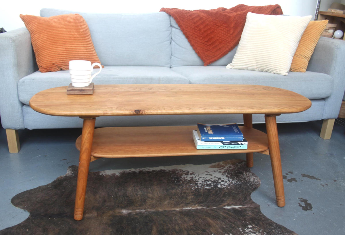 Large Cherry Coffee Table with Storage Shelf