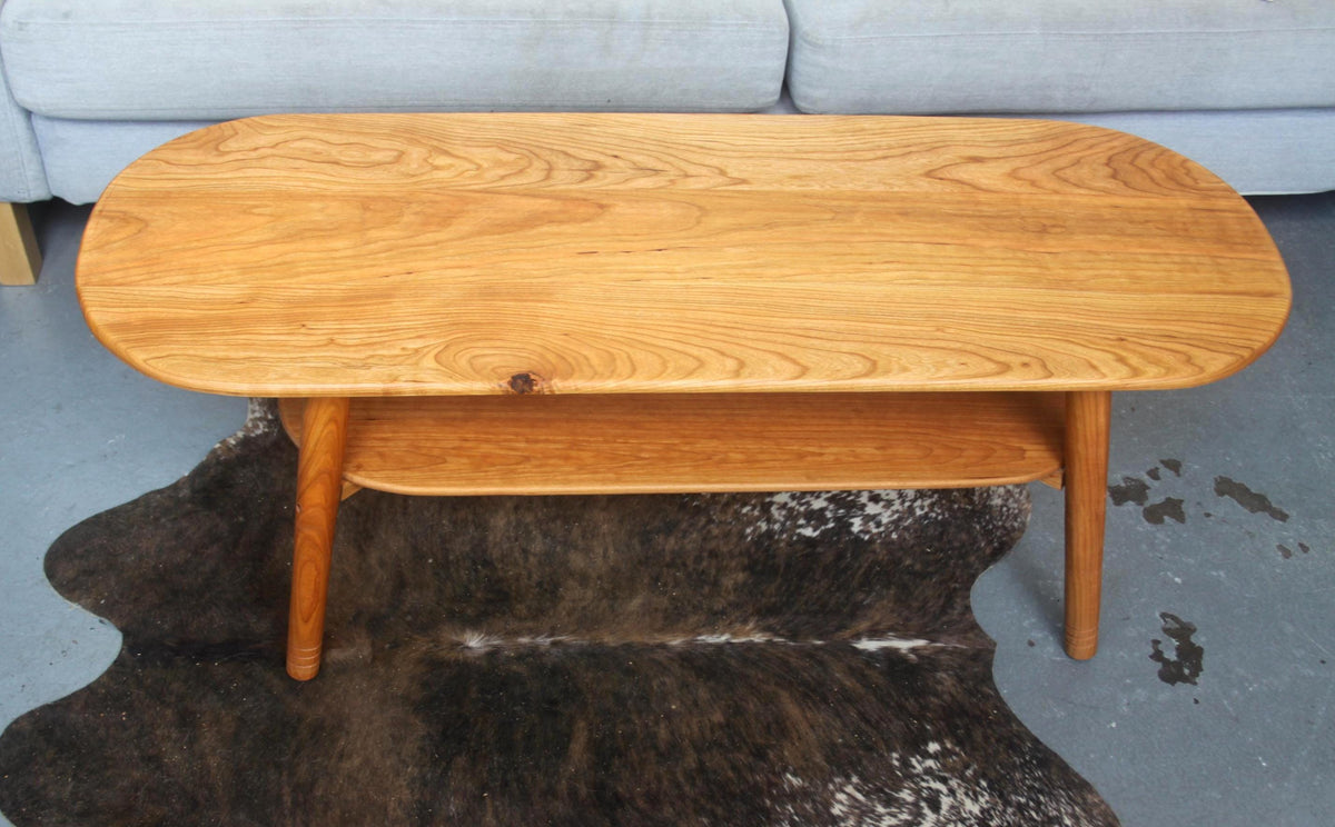 Large Cherry Coffee Table with Storage Shelf