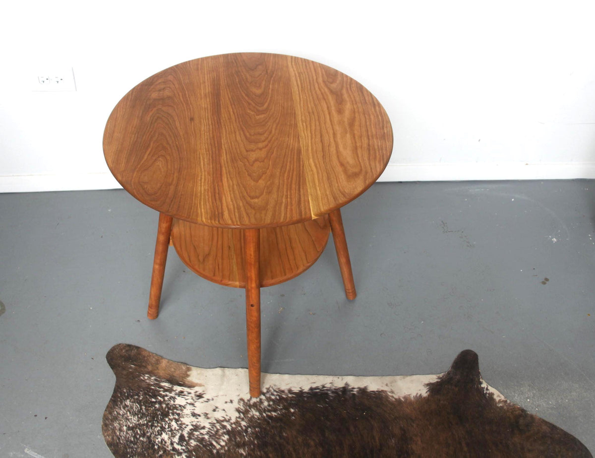 Circular Cherry End Table 24"H
