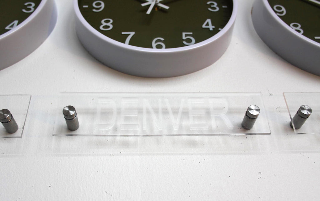 Newsroom Clock Timezones Set with Custom Signs – Customize Your Four Timezone Marquees
