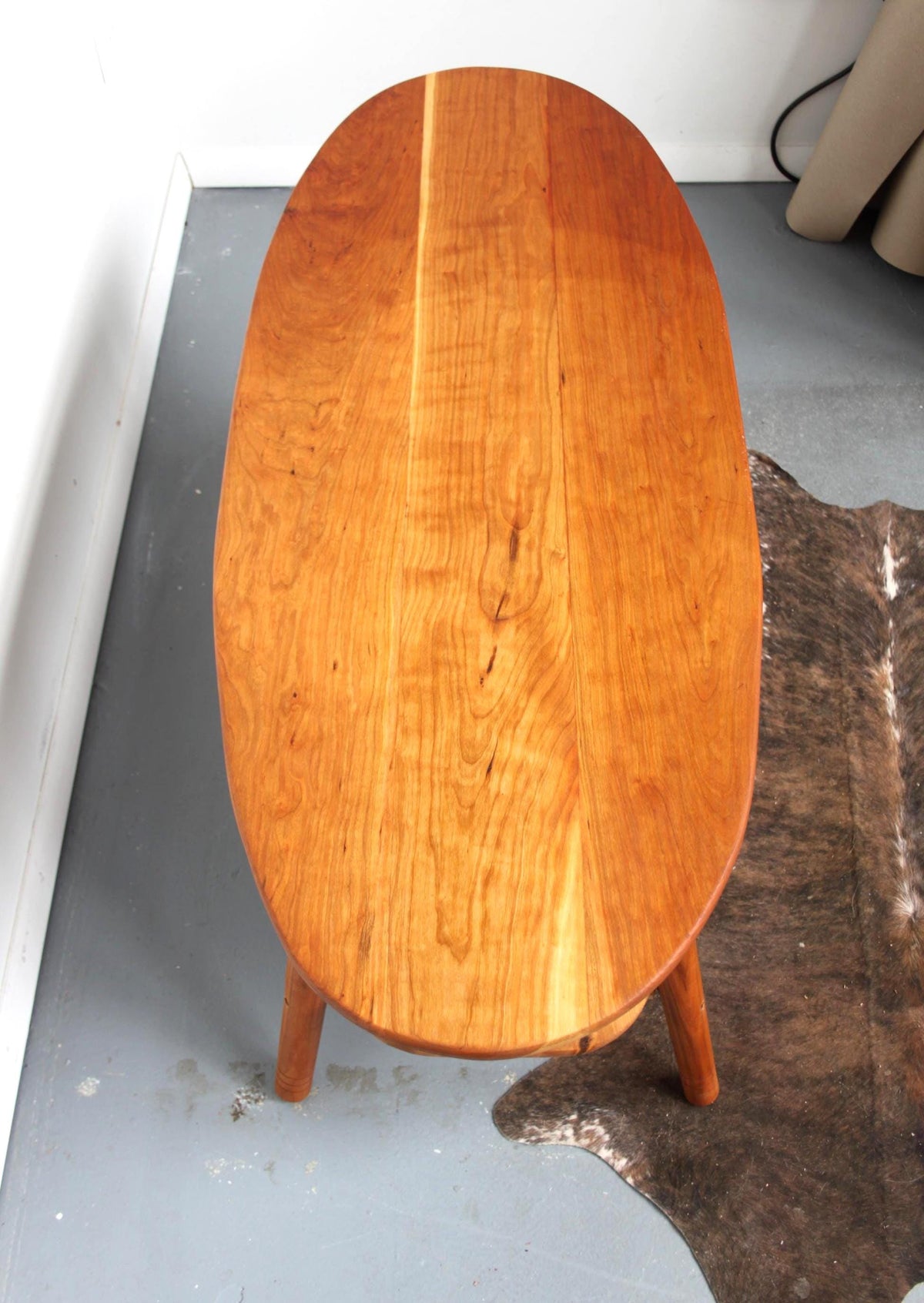 Large Coffee Table with Storage Shelf – Made by Hand from Natural Cherry Wood