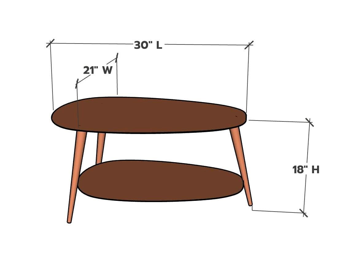 Avocado Coffee Table with Lower Shelf – Wood Furniture for Living Room Customs Available