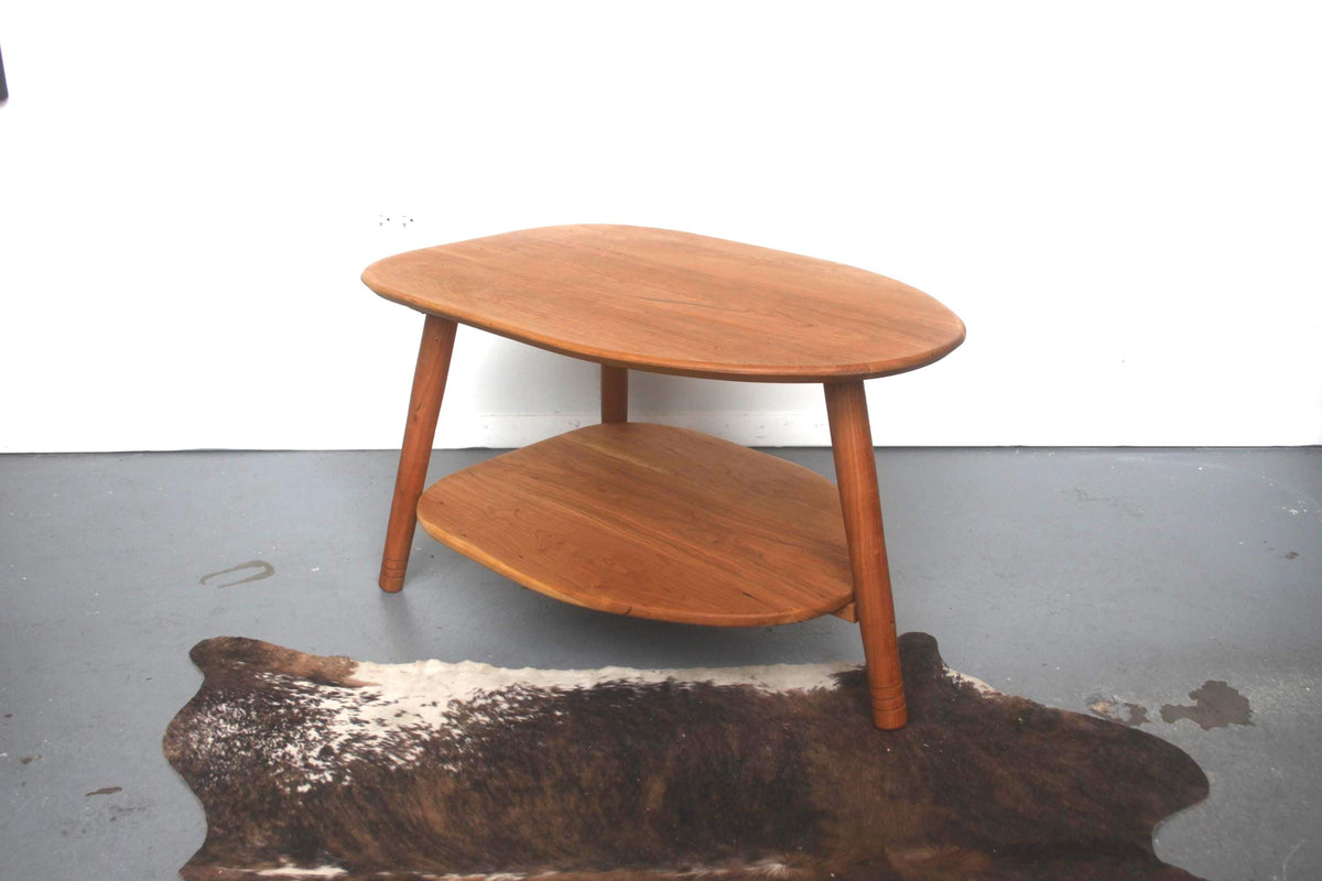 Avocado Coffee Table with Lower Shelf – Wood Furniture for Living Room Customs Available