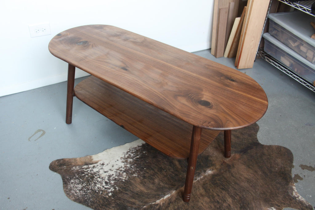 Large Walnut Coffee Table – Snowboard Shaped Oval Table Hygge Furniture