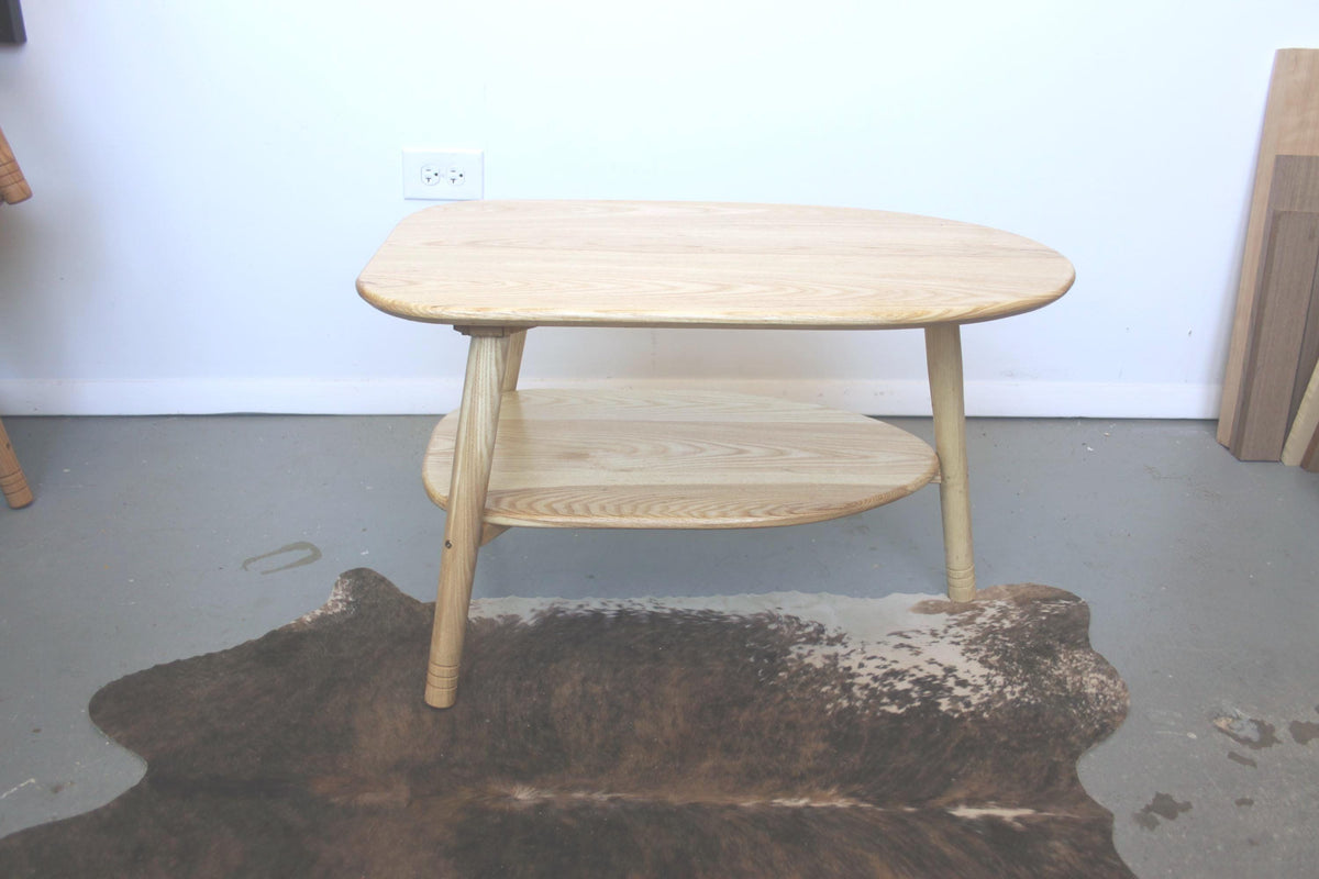 Avocado Coffee Table with Lower Shelf – Wood Furniture for Living Room Customs Available