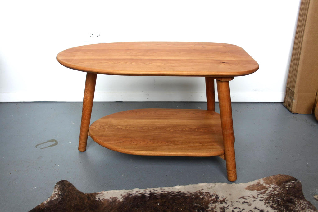 Avocado Coffee Table with Lower Shelf – Wood Furniture for Living Room Customs Available