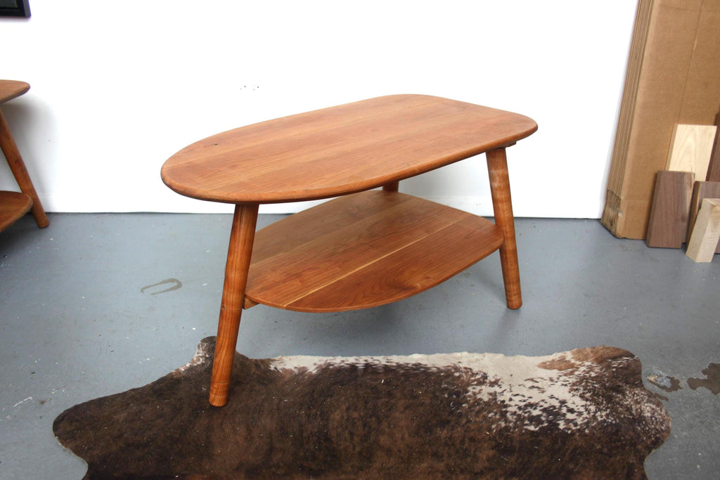 Avocado Coffee Table with Lower Shelf – Wood Furniture for Living Room Customs Available