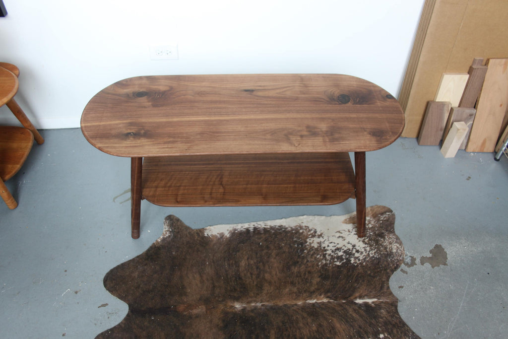 Large Walnut Coffee Table – Snowboard Shaped Oval Table Hygge Furniture