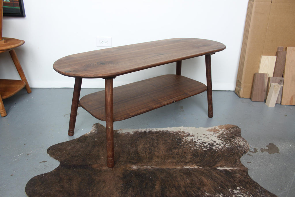 Large Walnut Coffee Table – Snowboard Shaped Oval Table Hygge Furniture