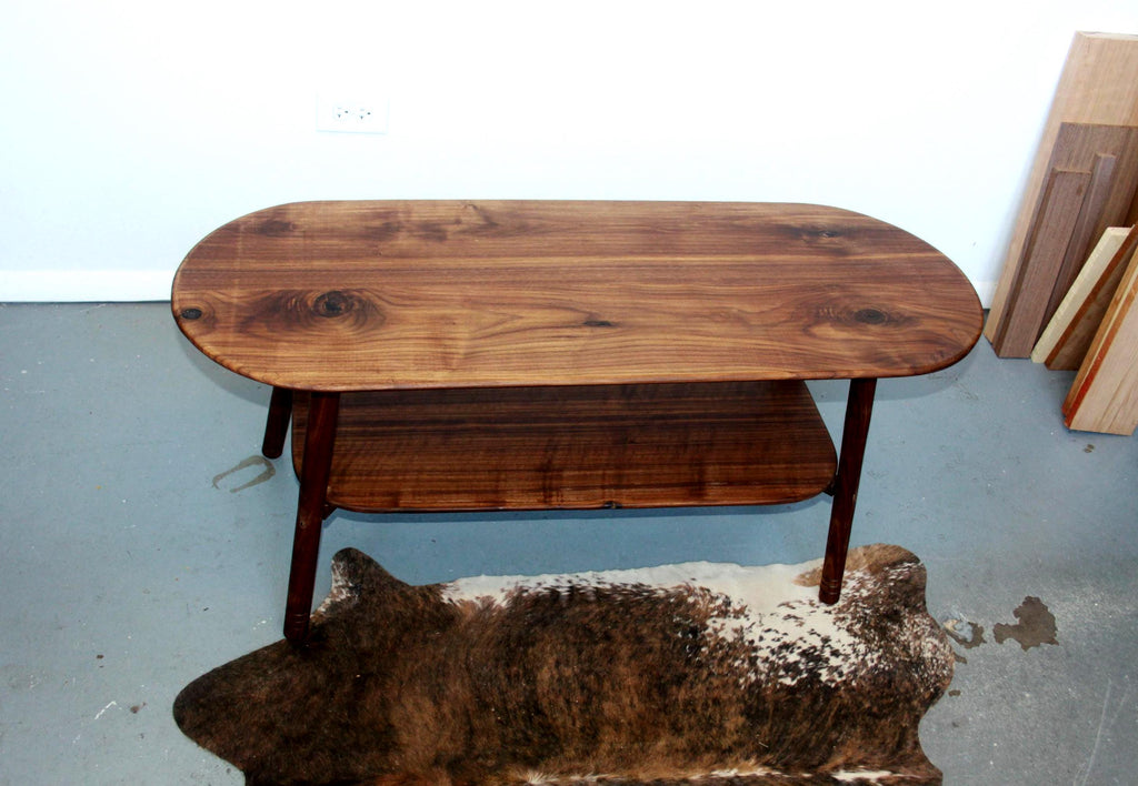 Large Walnut Coffee Table – Snowboard Shaped Oval Table Hygge Furniture