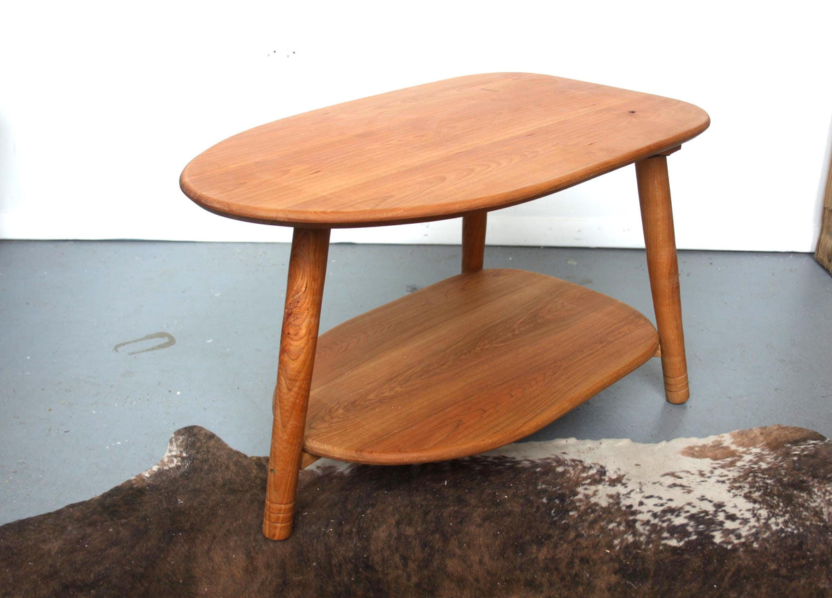 Avocado Coffee Table with Lower Shelf – Wood Furniture for Living Room Customs Available