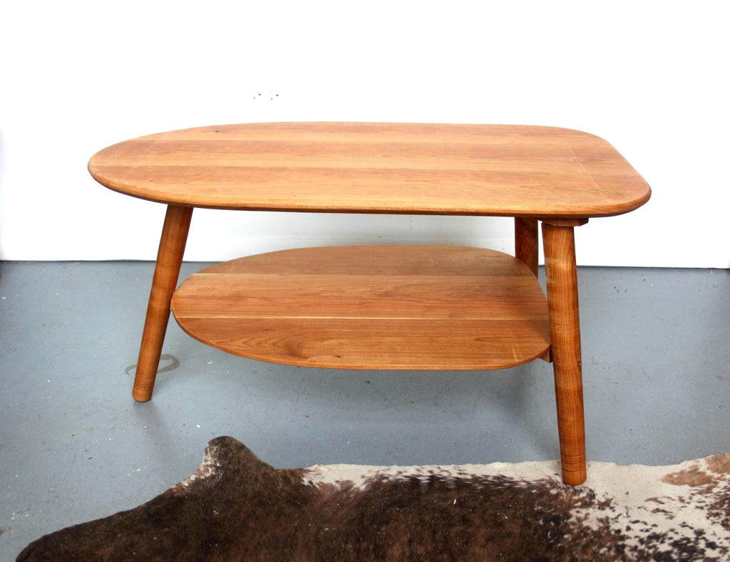Avocado Coffee Table with Lower Shelf – Wood Furniture for Living Room Customs Available