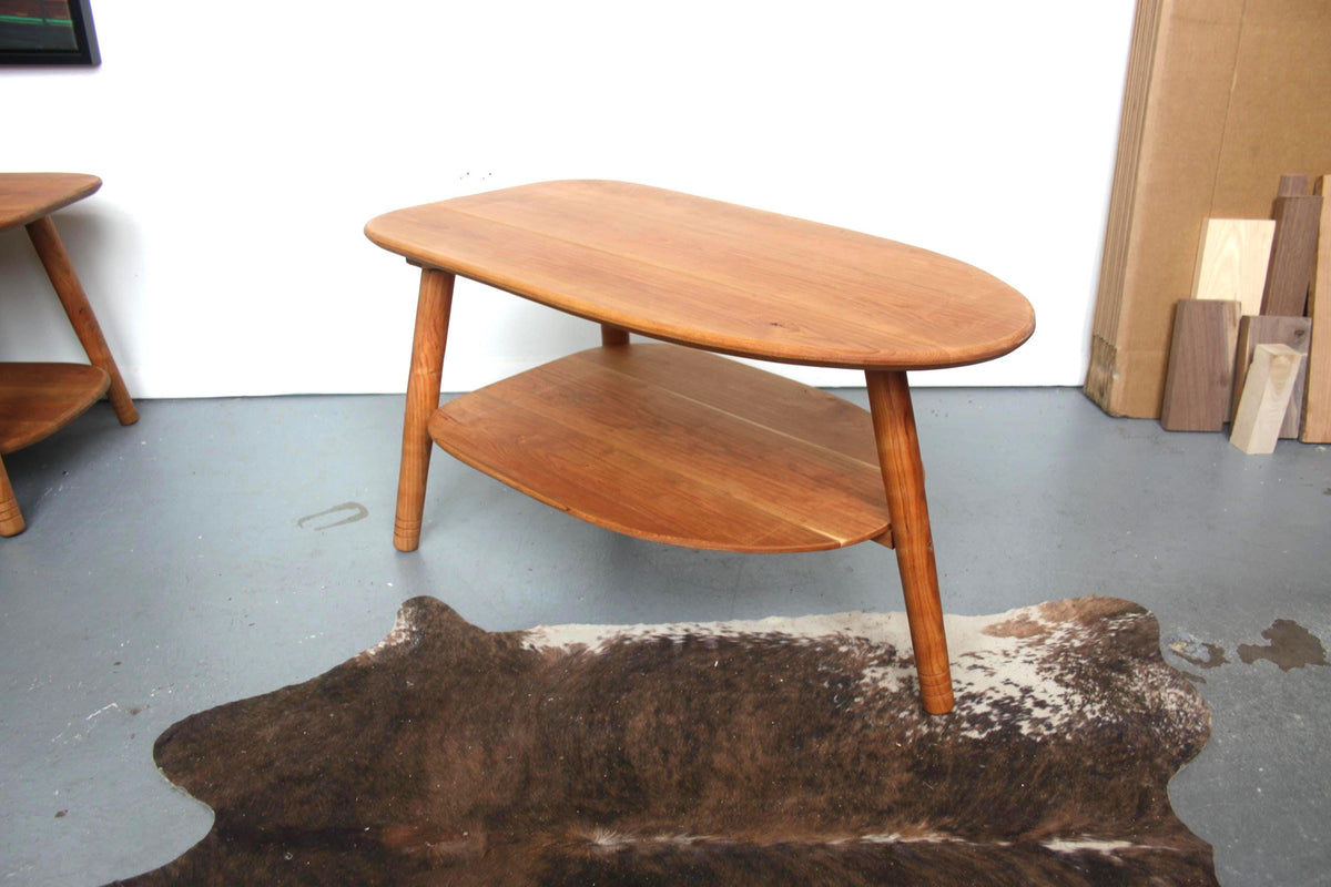 Avocado Coffee Table with Lower Shelf – Wood Furniture for Living Room Customs Available
