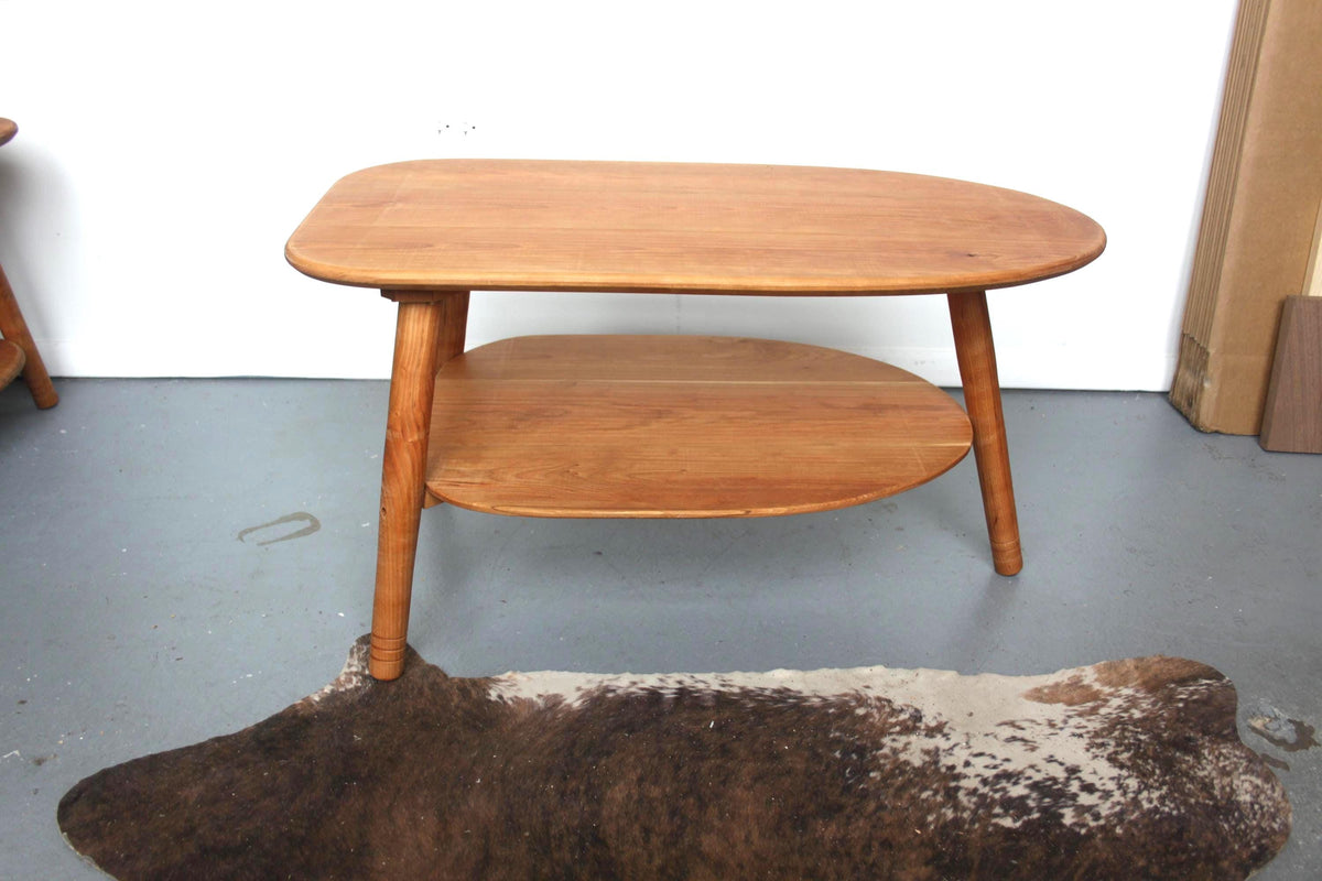 Avocado Coffee Table with Lower Shelf – Wood Furniture for Living Room Customs Available