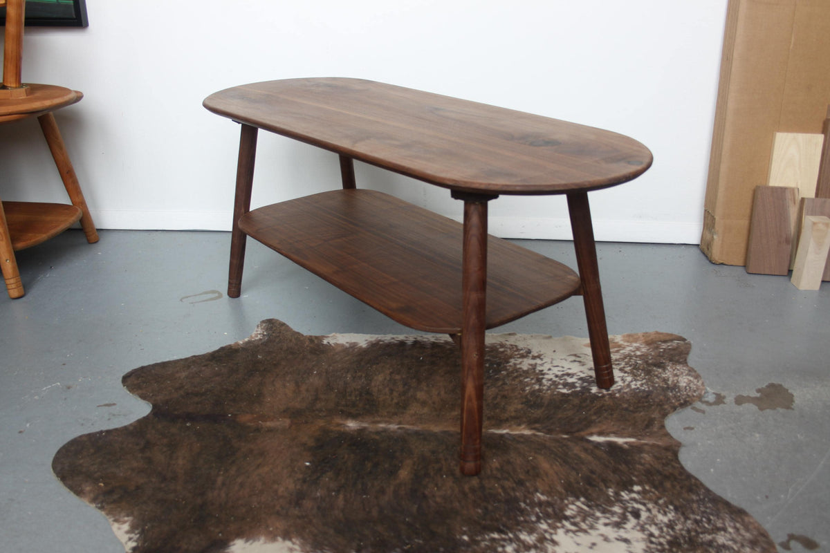 Large Walnut Coffee Table – Snowboard Shaped Oval Table Hygge Furniture