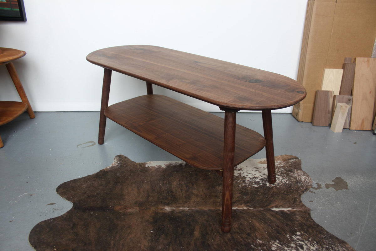 Large Walnut Coffee Table – Snowboard Shaped Oval Table Hygge Furniture