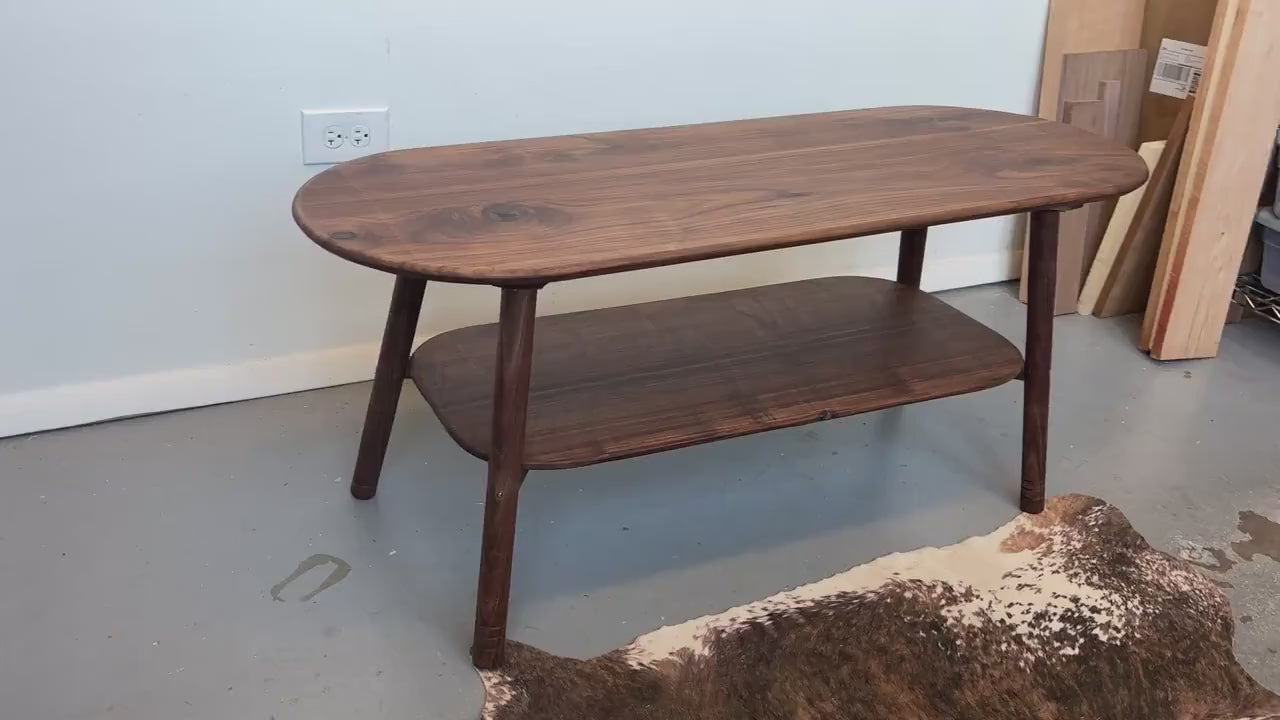 Large Walnut Coffee Table – Snowboard Shaped Oval Table Hygge Furniture